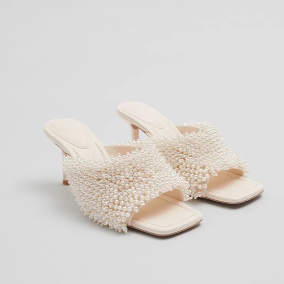 AND OTHER STORIES MOTHER OF PEARL MULE HEELS - Picture 1 of 7